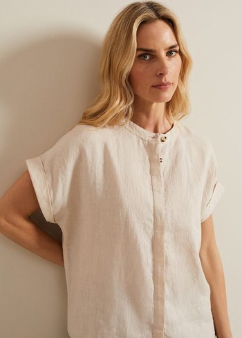 Phase Eight Kelsie Button Through Linen Shirts White Australia | TQ7294035